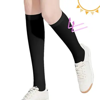Чулки выше колена Портативные охлаждающие носки Нескользящие солнцезащитные носки UPF50 Эластичные летние шелковые носки Многофункциональные длинные