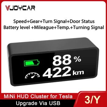 Vjoycar Новый мини-кластер Скрытый измеритель HUD для Tesla Model 3 / Y Дисплей Скорость Шестерня Батарея Цифровая приборная панель Автомобили 2023 Аксессуары