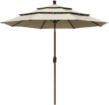 EliteShade США 10-летний невыцветающий зонт от солнца 9 футов 3 яруса рыночный зонтик зонтик патио зонтик открытый настольный зонтик