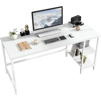 Компьютерный стол для домашнего офиса,Небольшой письменный стол для учебы с деревянной полкой для хранения,2-уровневый промышленный стол для ноутбука Morden, 60 дюймов