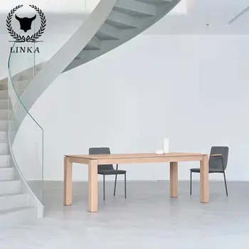 Nordic все из массива дерева домашний небольшой обеденный стол белый воск прямоугольный бревенчатый стол длинный письменный стол