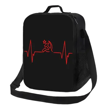 Heartbeat Russia CCCP Изолированная сумка для ланча для женщин СССР Термоохладитель Bento Box Пляж Кемпинг Путешествия