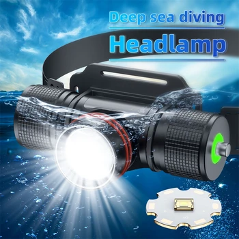 белый лазерный светодиодный налобный фонарь для дайвинга с высоким люменом для подводного плавания с аквалангом Подводный IPX8 Аккумуляторная батарея Дайвинг Фара