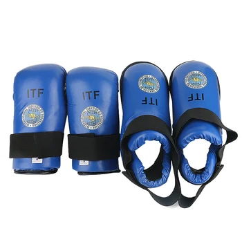 Перчатки для защиты взрослых детей Тхэквондо Защита стопы Поддержка голеностопного сустава Боец для ног Ботинки для кикбоксинга Перчатки для рук, одобренные ITF