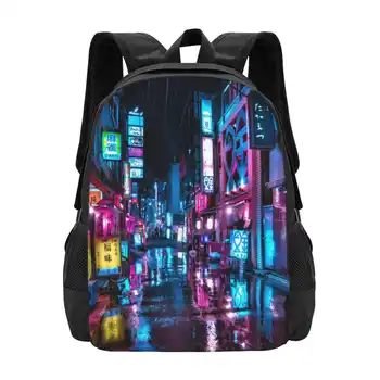 Токио ночью-Шимбаси Дизайн шаблона Ноутбук Путешествия Школьные сумки Япония Городская аллея Модное будущее Войти в пустоту Угрюмый Неон