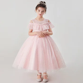 2023 Новое сетчатое платье для девочек Цветочница Принцесса Платье Вечеринка Хозяин Фортепианное выступление Платье на день рождения