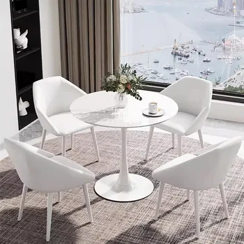 Fashioin Tulip Журнальный столик для отдыха Белый черный круглый обеденный стол для домашнего офиса Орнамент комнаты