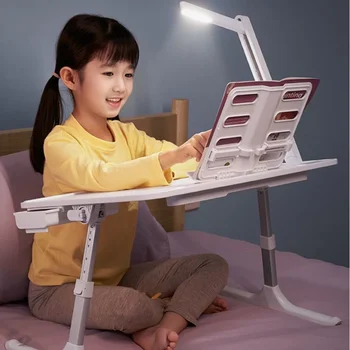 складной лифт Небольшой стол для ноутбука со светом Кровать для домашнего обучения Ленивый стол для спальни Компьютер Общежитие Студент Работа Игры