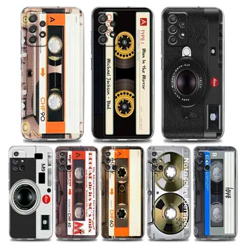 Ретро Музыкальная кассета Видеокамера Прозрачный чехол для Samsung Galaxy A52 5G A53 A72 A53 A73 A51 A33 A32 A41 A22 A23 Чехол для телефона