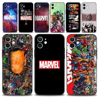 Marvel Superheroes Чехол для телефона для iPhone 15 11 14 13 12 11 Pro Max Mini XS Max XR X 7 8 Черная крышка Силиконовая оболочка Fundas