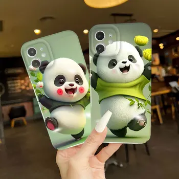 Для iPhone 7 8 Plus 6 6S XS Max XR Чехол для пленки Cartoon Panda Shockproof Full Cover Camera Protection Gloss Чехлы для телефонов
