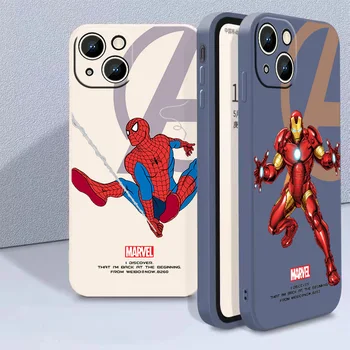 Marvel Spiderman Iron Man Чехол для телефона iPhone iPhone 14 13 12 11 Pro Max mini XR XS X 8 7 6S 6 Plus Жидкая веревочная крышка