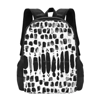 Blox Горячая распродажа Рюкзак Модные сумки Черно-белые монохромные абстрактные блоки Квадраты Акварель Смелая текстура