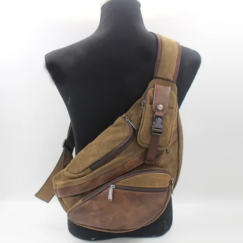 Высококачественная холщовая мужская нагрудная сумка Рюкзак через плечо Рюкзак для ноутбука Подъем Военный рюкзак Одно плечо